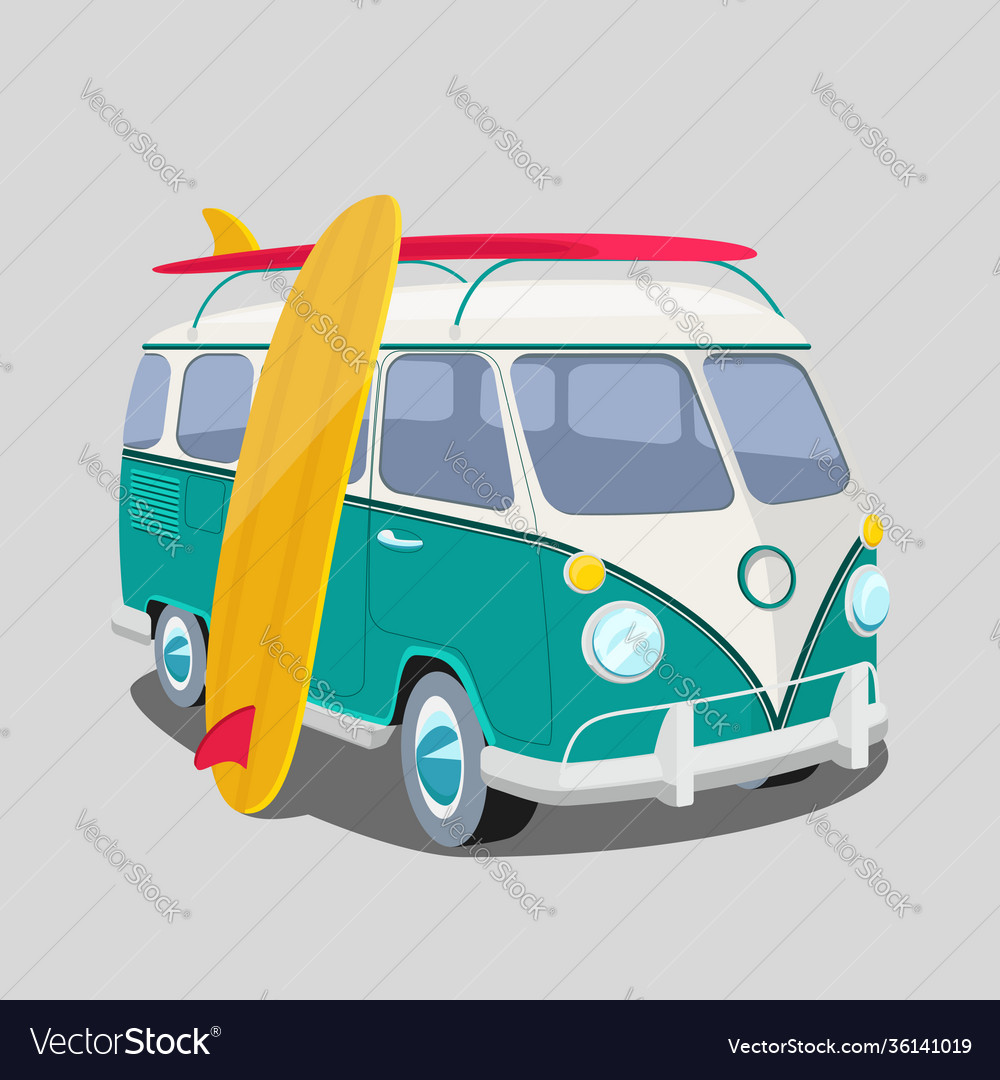 Surfer van poster or t-shirt graphics Royalty Free Vector