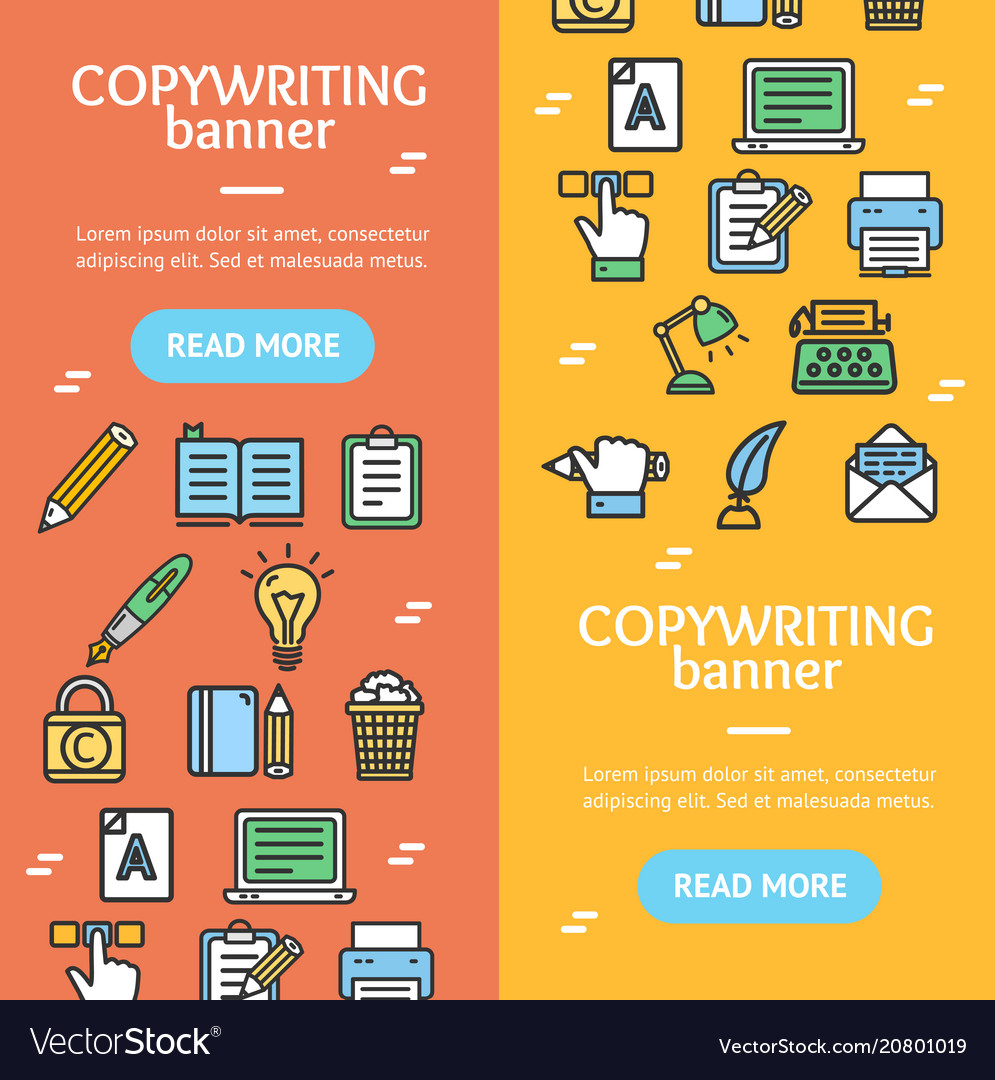 Writer And Copywriting Signs Banner Vecrtical Set Vector Image