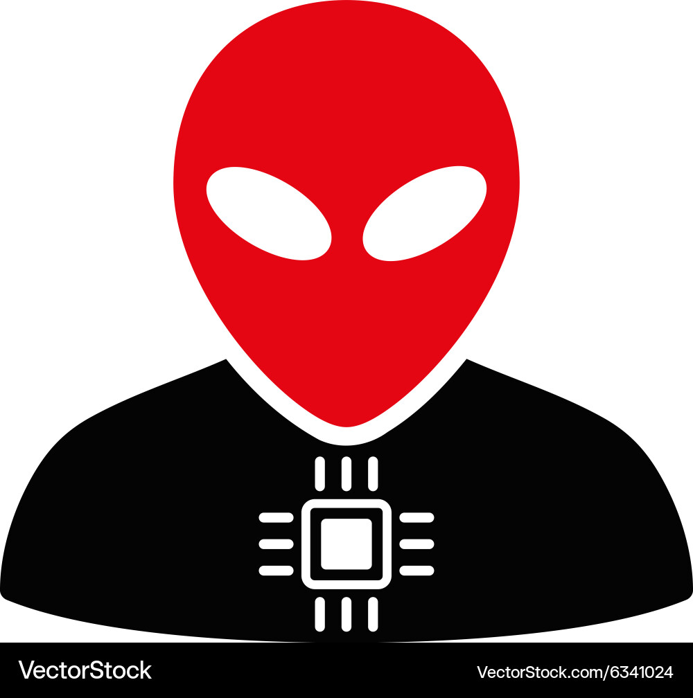 Alien cyborg flat icon Royalty Free Vector Image