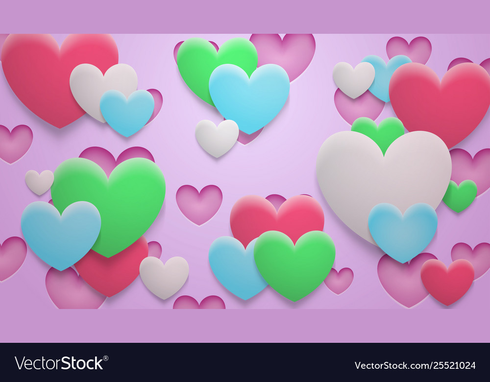 Background holes and hearts with shadows Vector Image