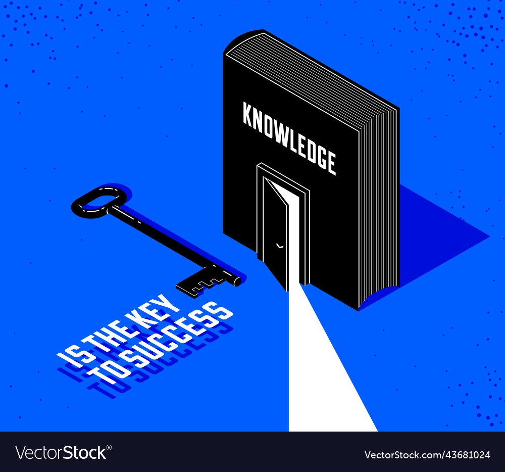 Book with half open door and turnkey 3d isometric Vector Image