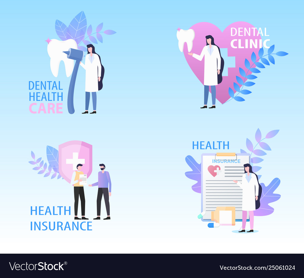 Dental Clinic Health Care Insurance Banner Set Vector Image