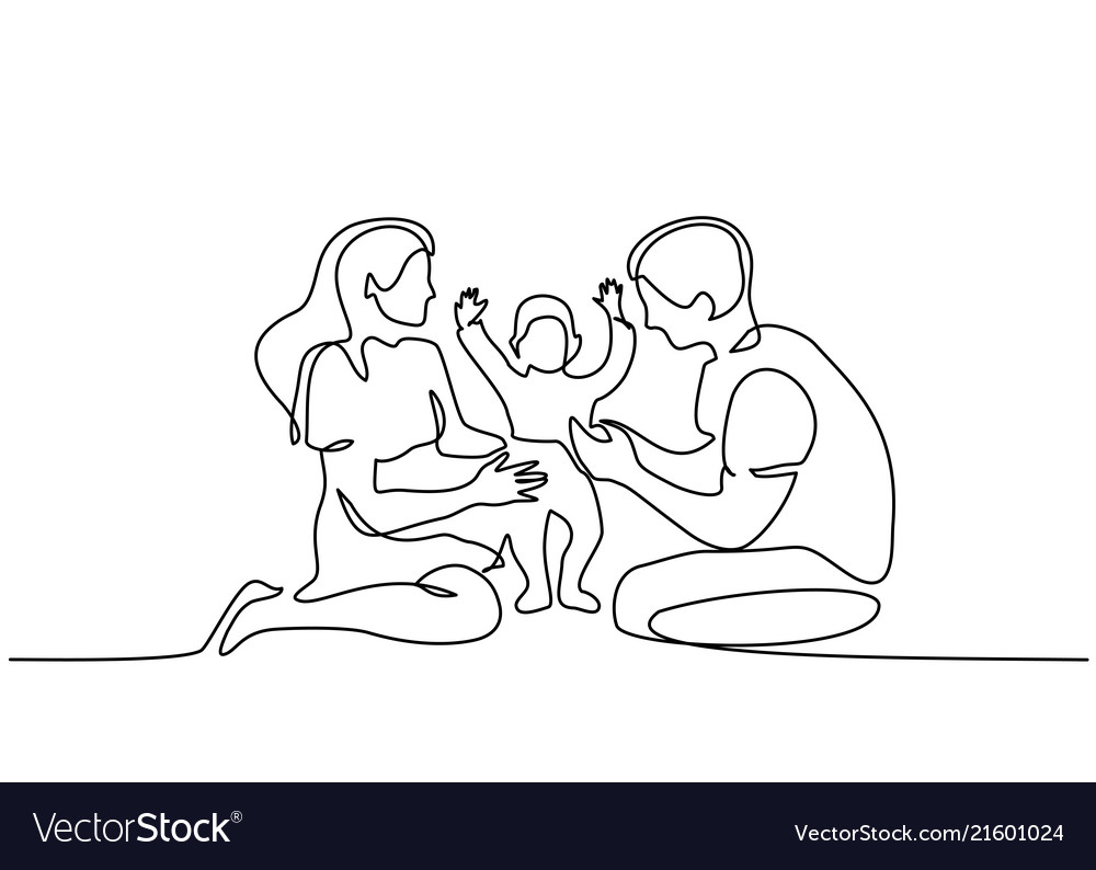 Family concept father mother and kids sitting Vector Image