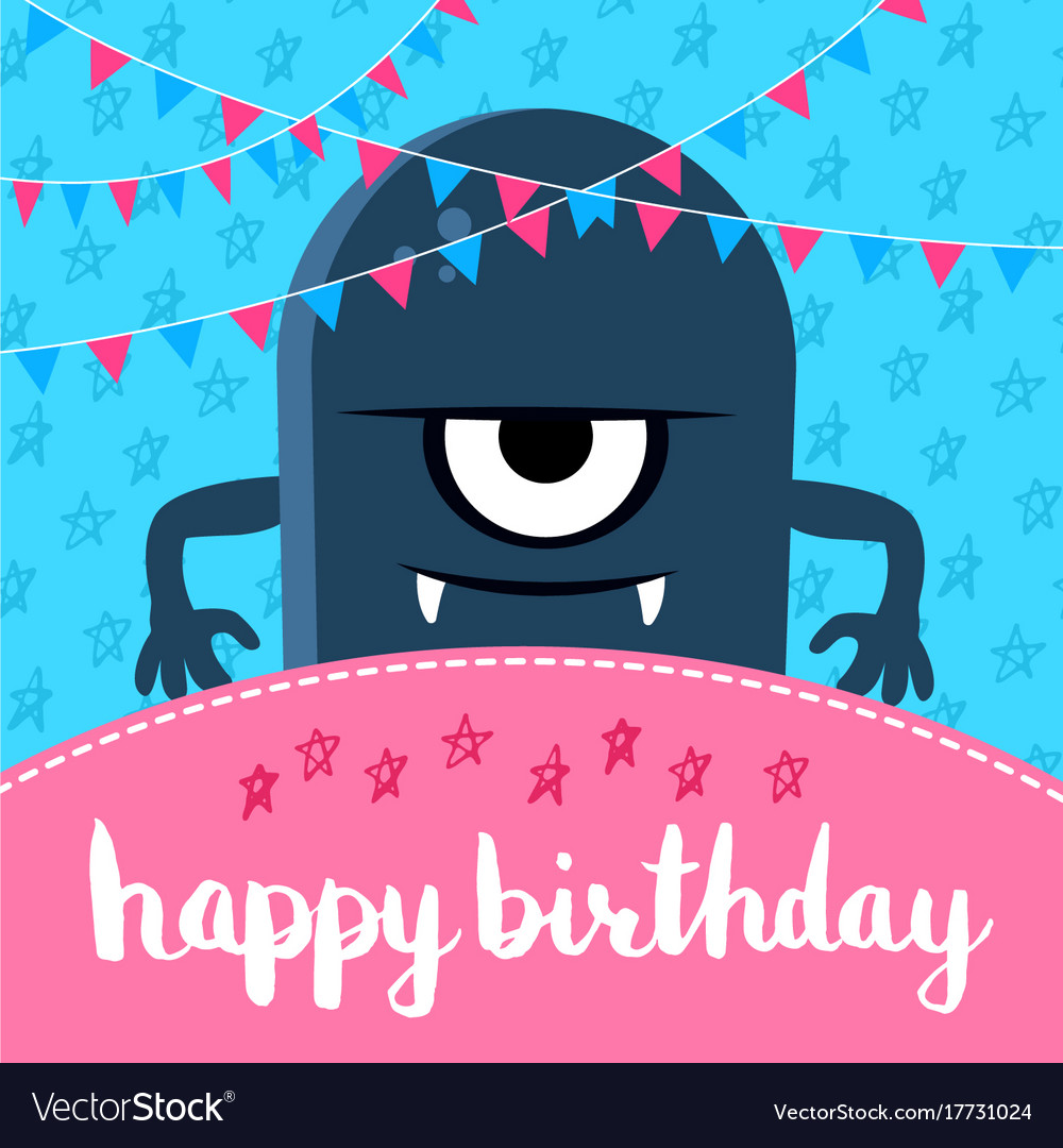 Happy birthday with cute Royalty Free Vector Image