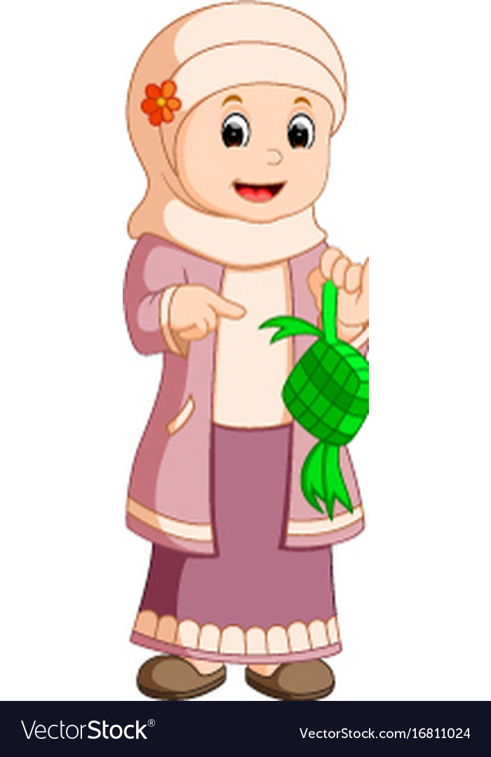 Happy Muslim Kid Cartoon Royalty Free Vector Image