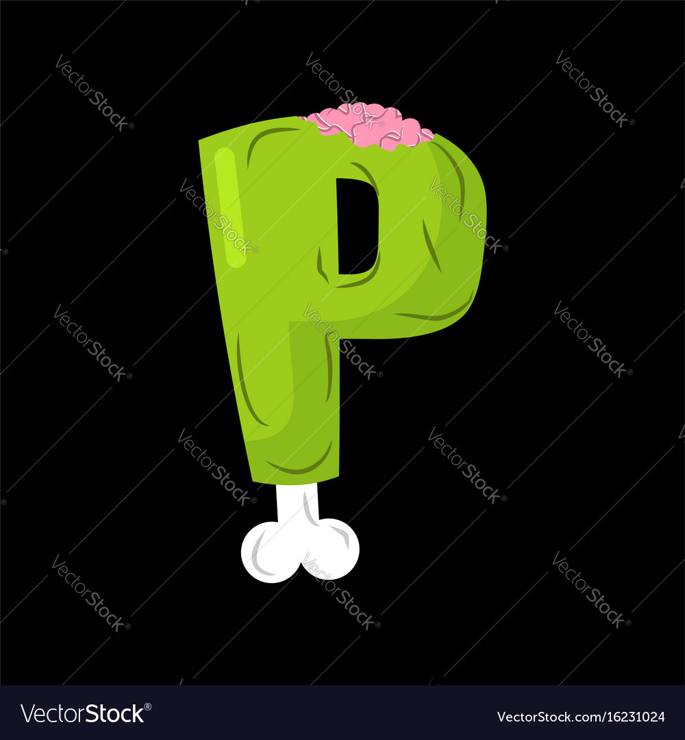 Letter p zombie font monster alphabet bones and Vector Image