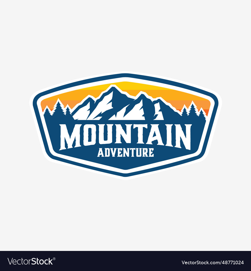 Mountain adventure logo badge emblem design Vector Image