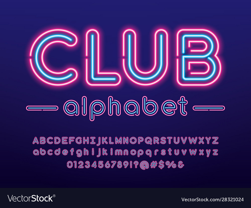 Neon Font Royalty Free Vector Image - Vectorstock