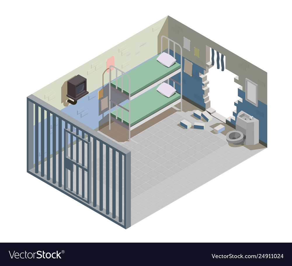 Prison jail isometric composition Royalty Free Vector Image