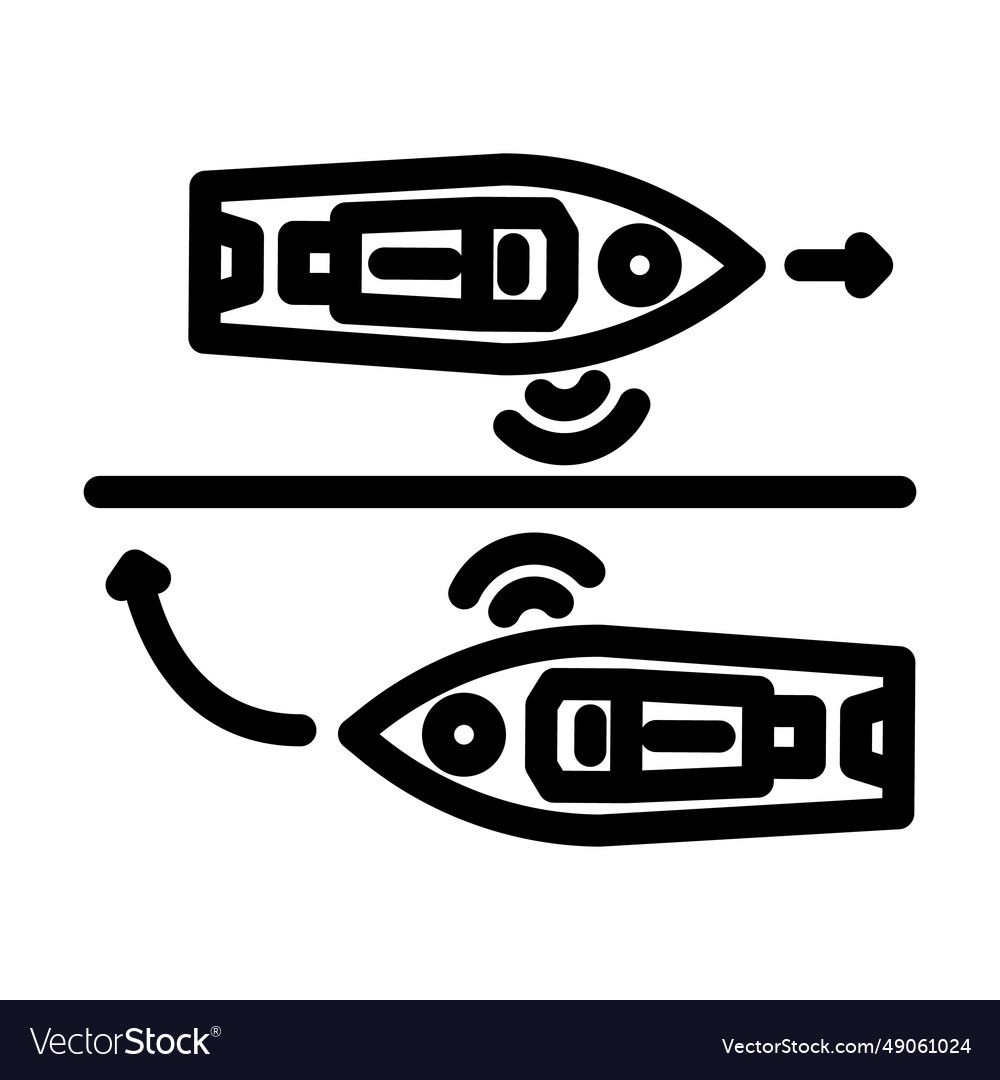 Ship collision avoidance systems line icon Vector Image
