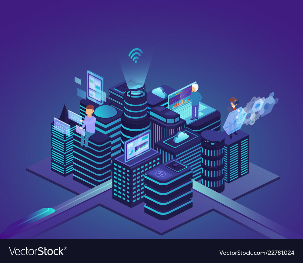 Smart city high technology control system and Vector Image