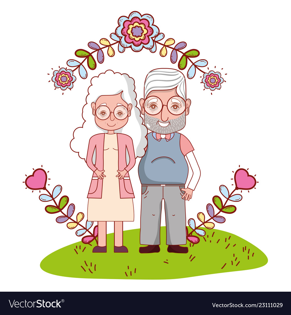 Cute grandparents couple cartoon Royalty Free Vector Image