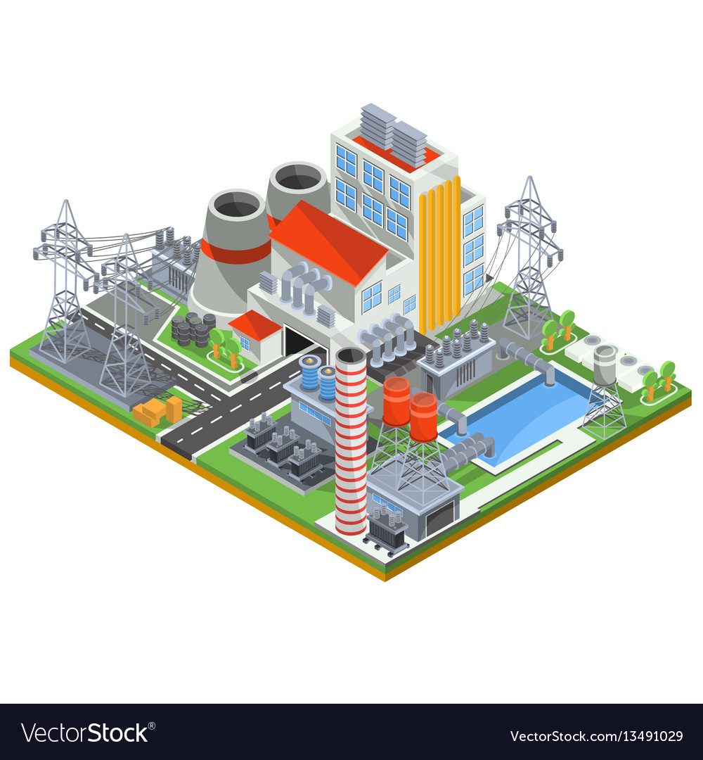 Isometric a nuclear power Royalty Free Vector Image