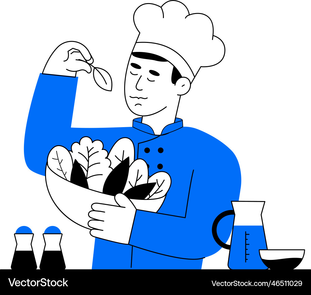 Preparing salad Royalty Free Vector Image - VectorStock