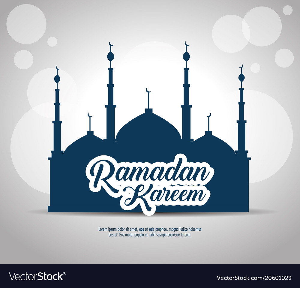 Ramadan kareem card with temple building Vector Image