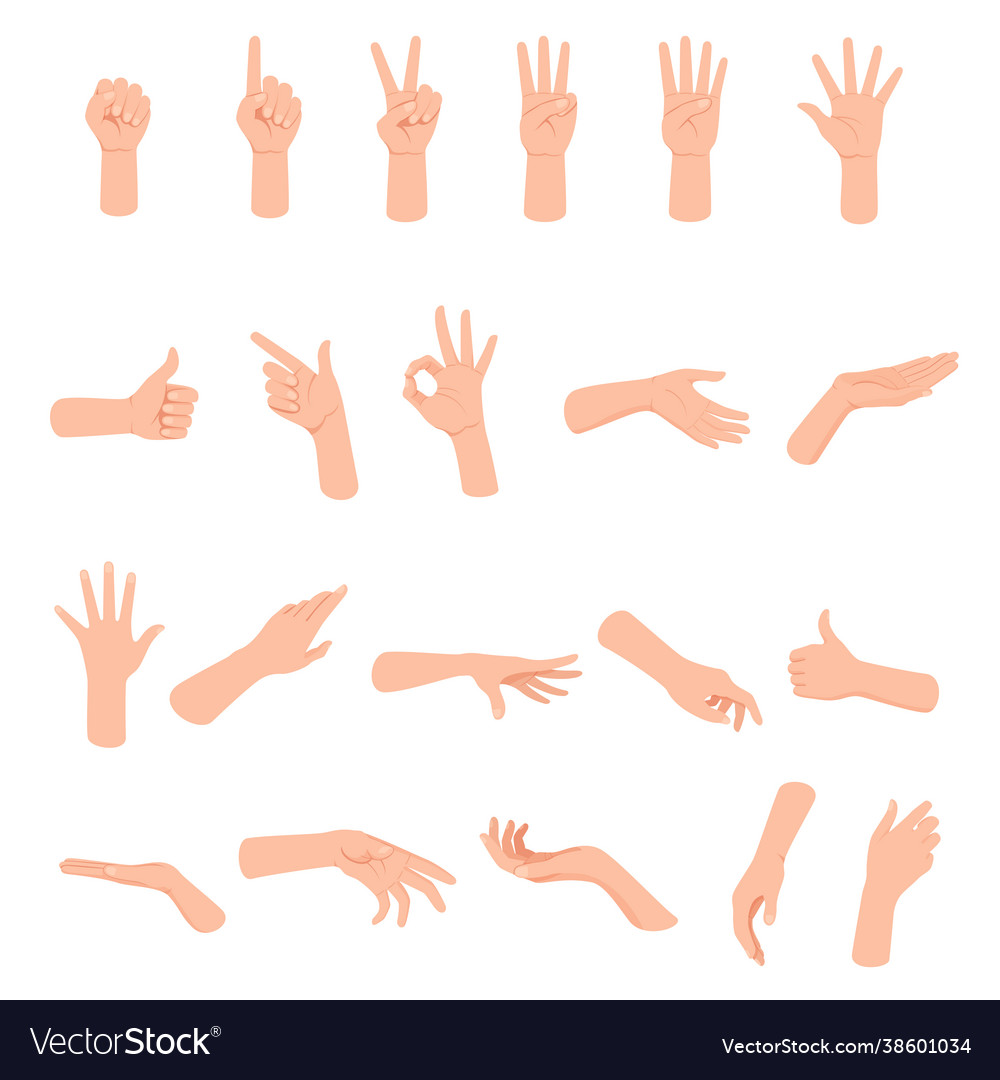 Collection gestures hands isolated Royalty Free Vector Image