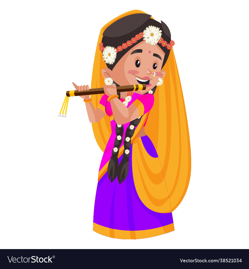 Goddess radha cartoon character Royalty Free Vector Image