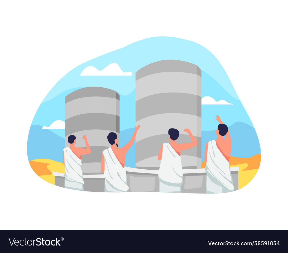 Jamarat ritual in hajj vector image Jamarat ritual in hajj