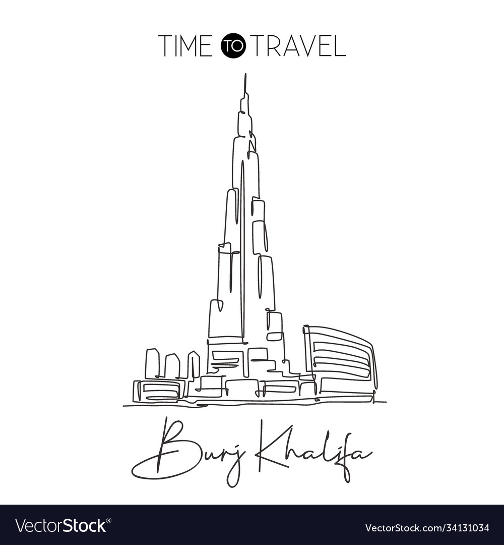 One continuous line drawing Burj Khalifa Tower  Stock Illustration  70181755  PIXTA