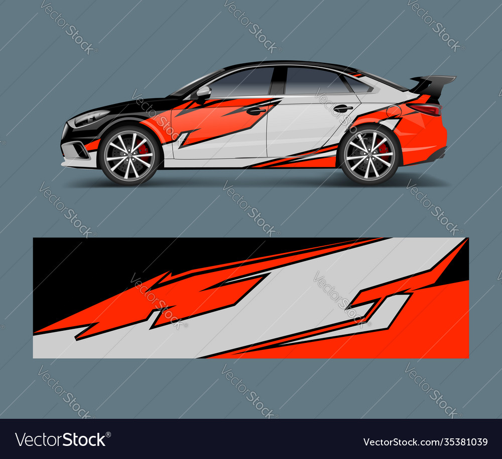 Car decal wrap design with wave element graphic