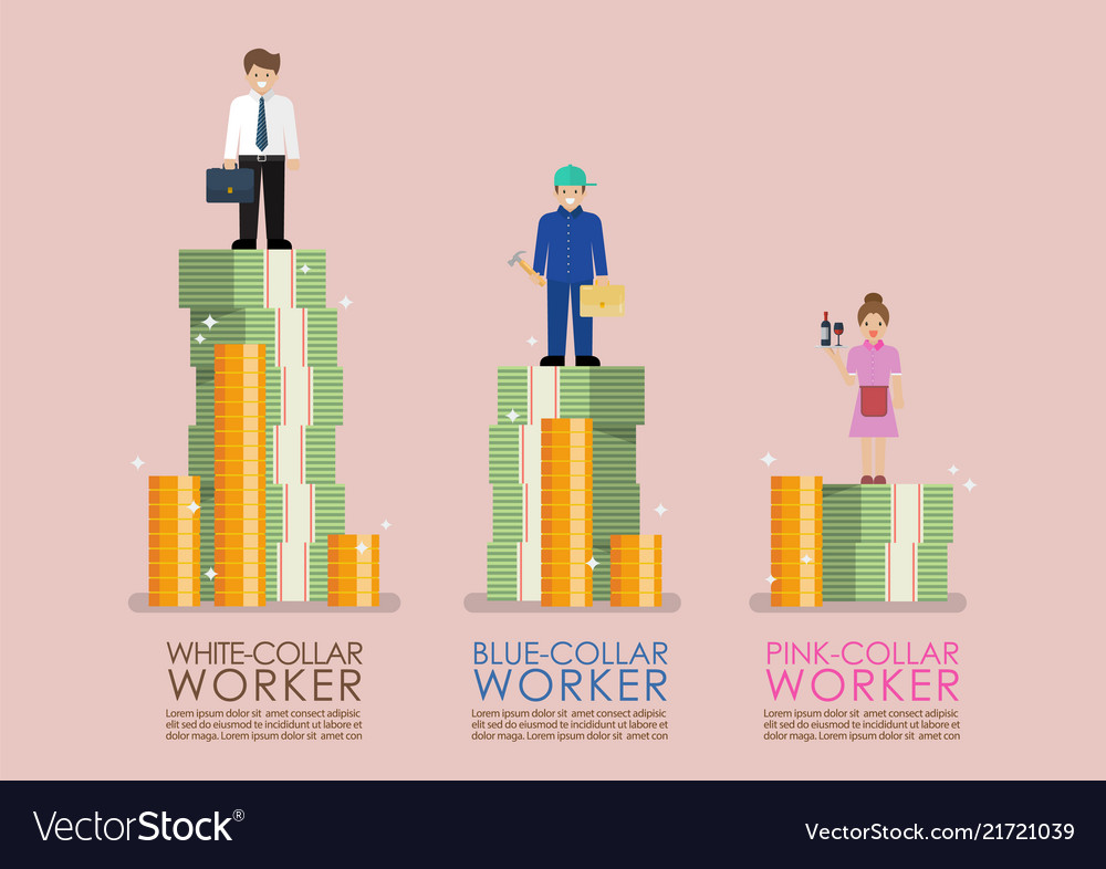 comparison-income-between-white-blue-and-pink-vector-image