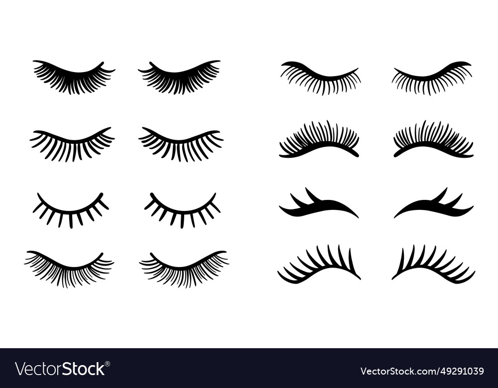 Different false eyelashes collection lash icon set