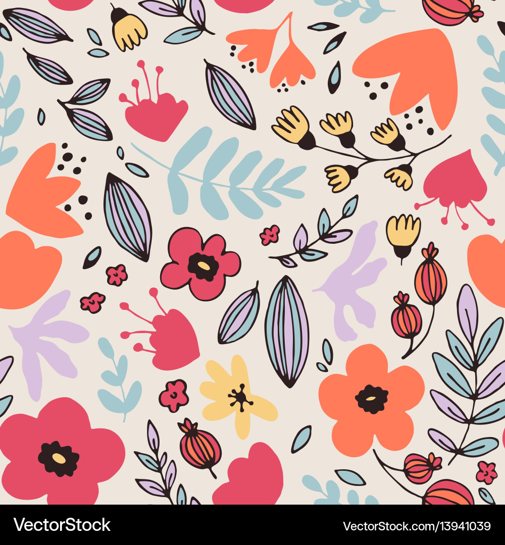 Fantasy flowers seamless pattern Royalty Free Vector Image
