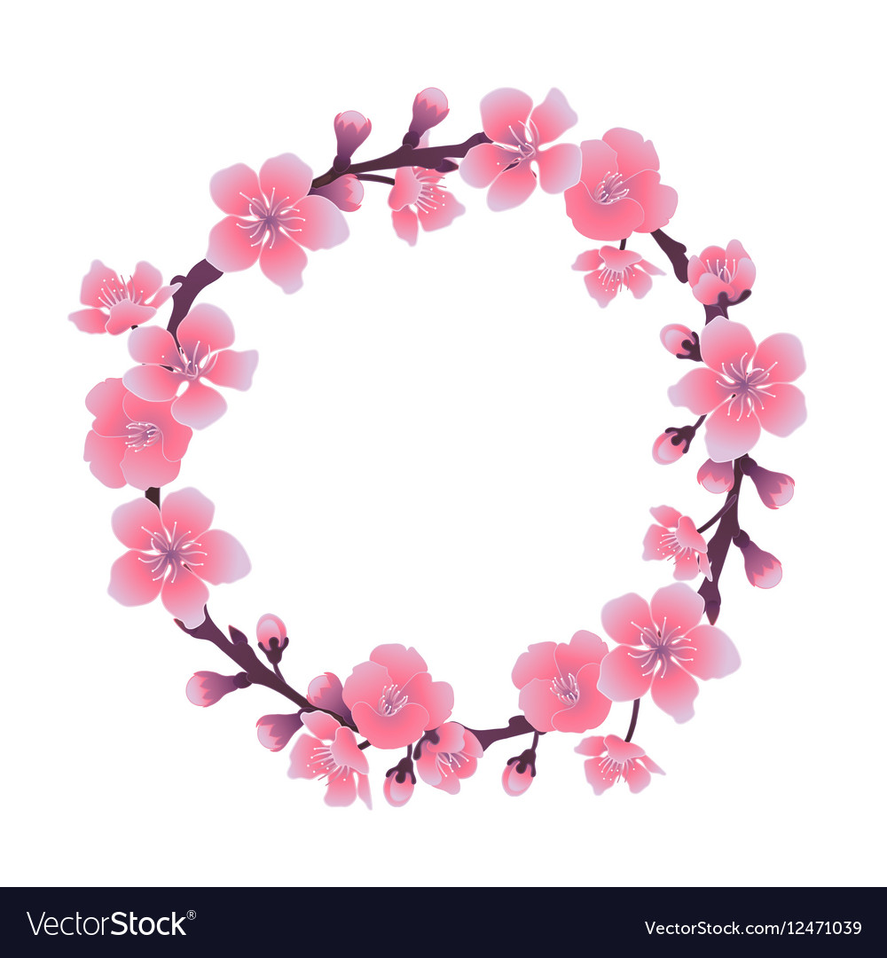 Graphic sakura wreath Royalty Free Vector Image