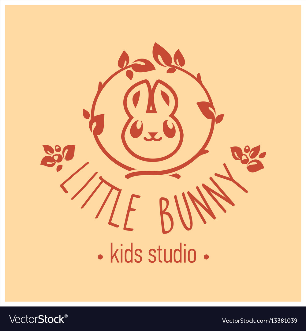 Kids club logo with bunny cute kindergarten sign Vector Image