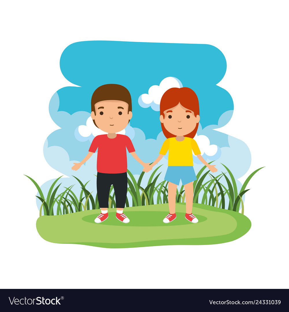 Young couple in the camp avatars characters Vector Image