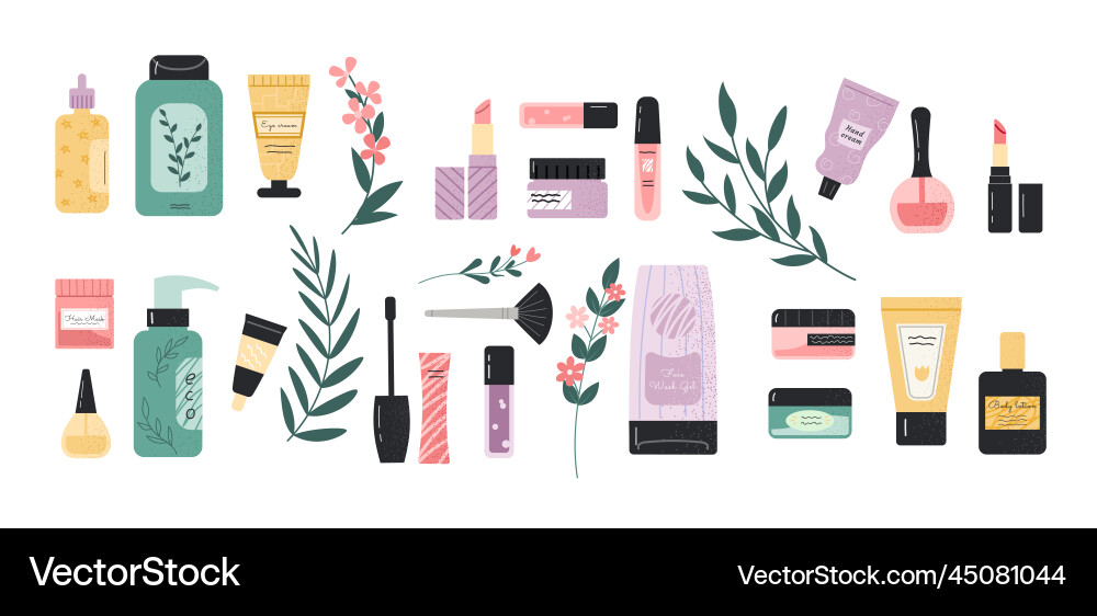 Beauty cosmetic set Royalty Free Vector Image - VectorStock