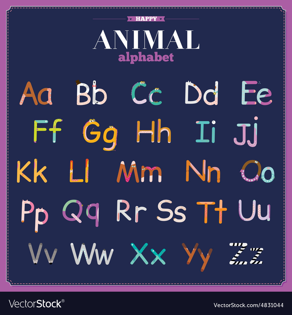 Cute zoo alphabet with cartoon and funny Vector Image