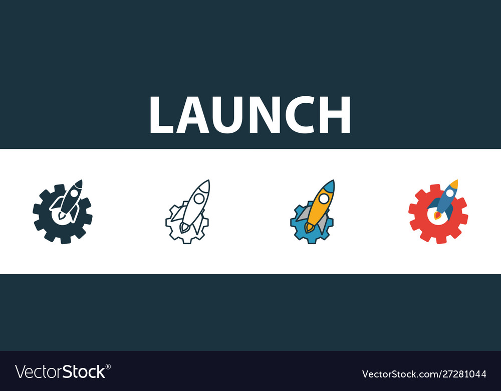 Launch icon set premium symbol in different Vector Image