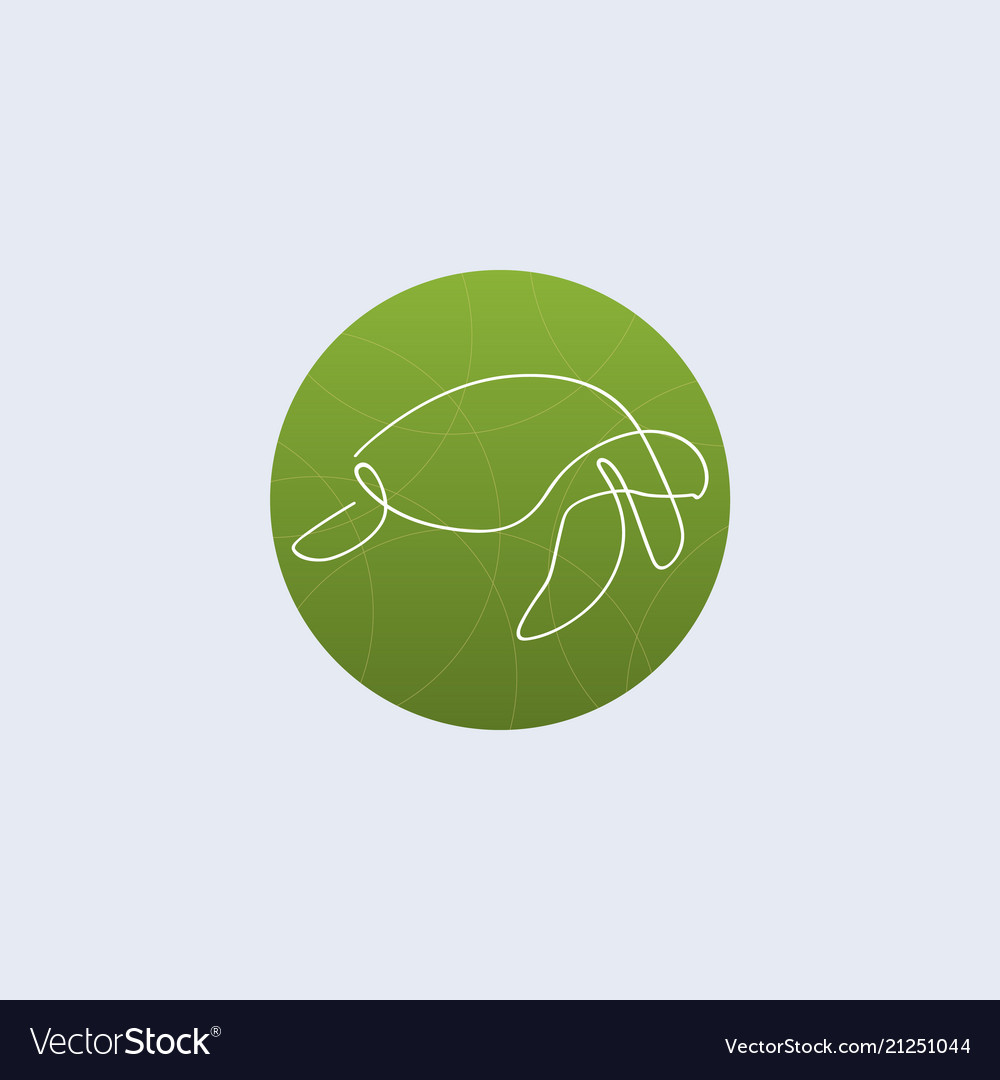 One line turtle logo Royalty Free Vector Image