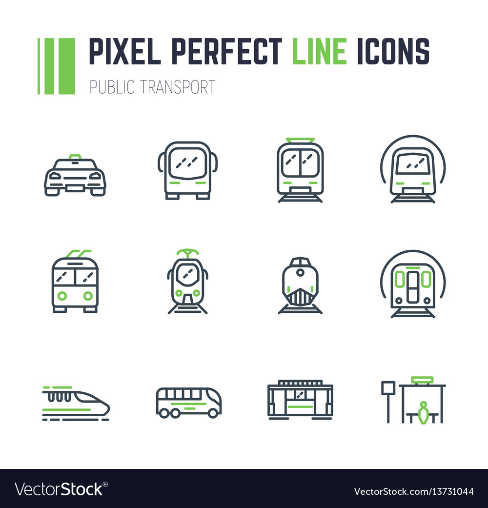 Public transport 12 icon set vector image Public transport 12 icon set