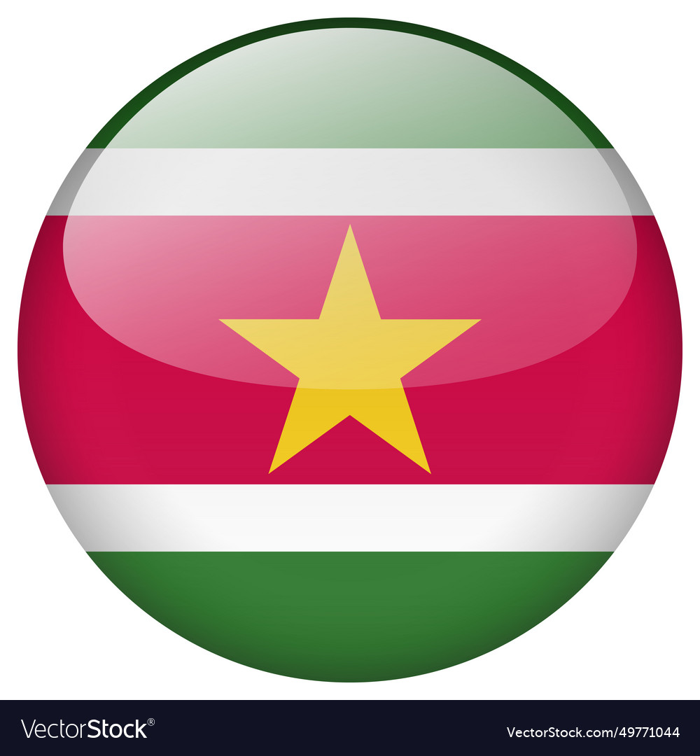 Suriname flag button Royalty Free Vector Image