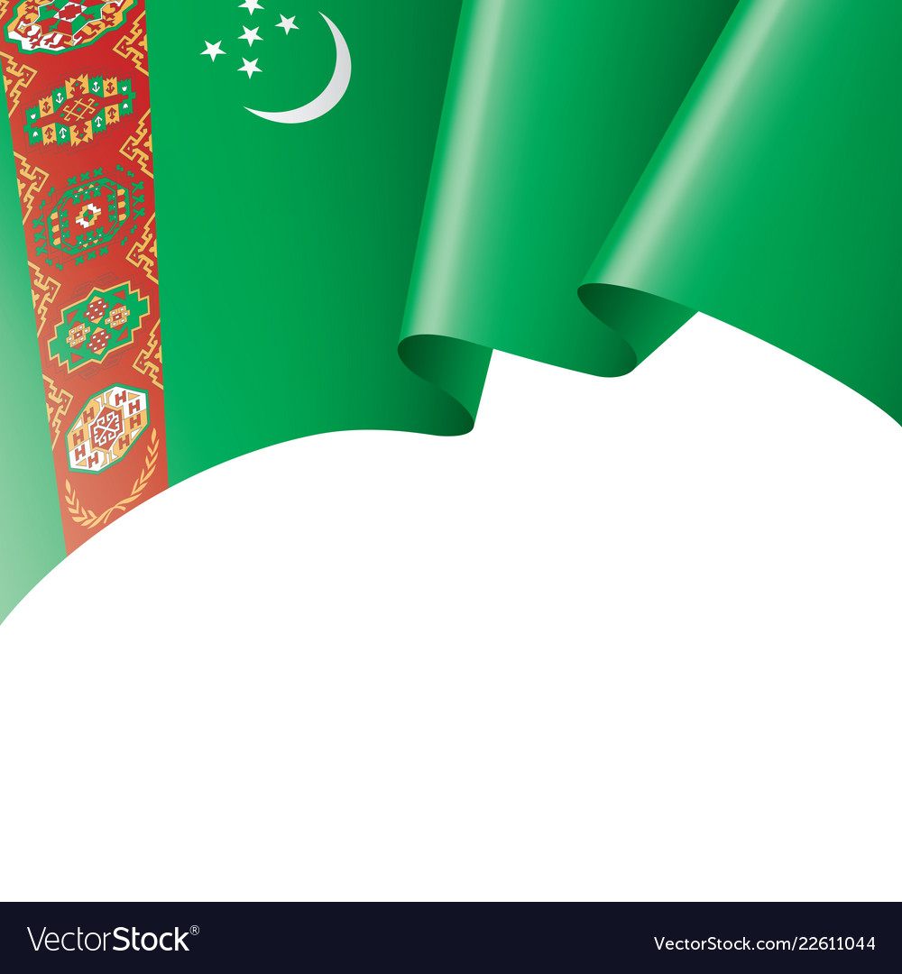 Turkmenistan flag on a white Royalty Free Vector Image