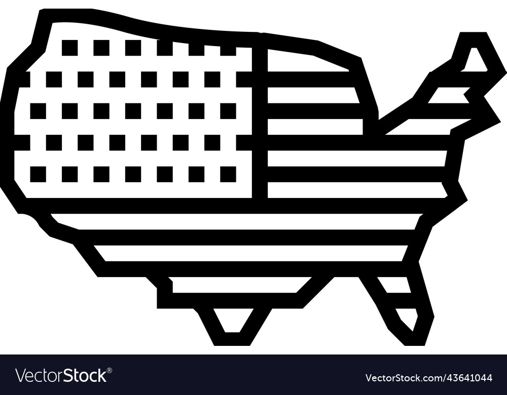 Usa country map flag line icon Royalty Free Vector Image