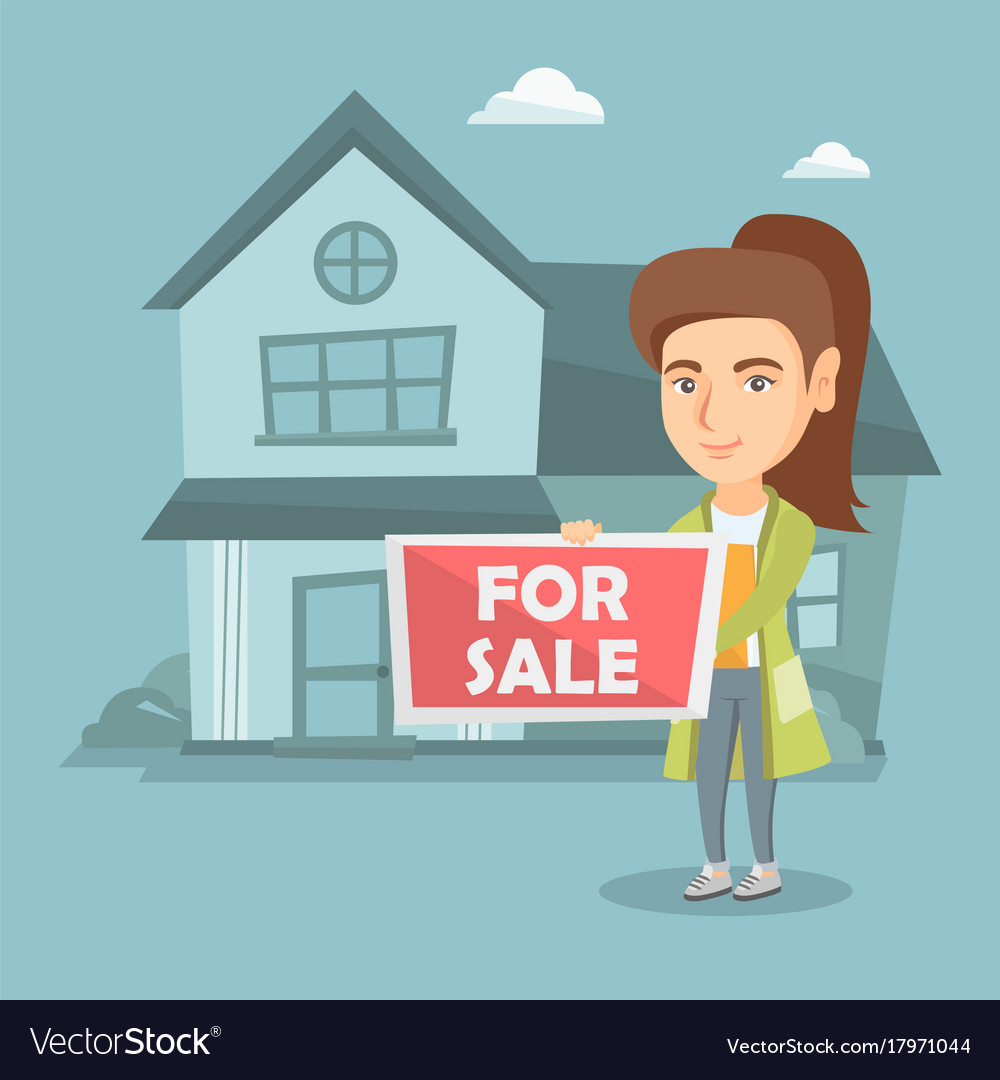 Young caucasian broker offering the house Vector Image