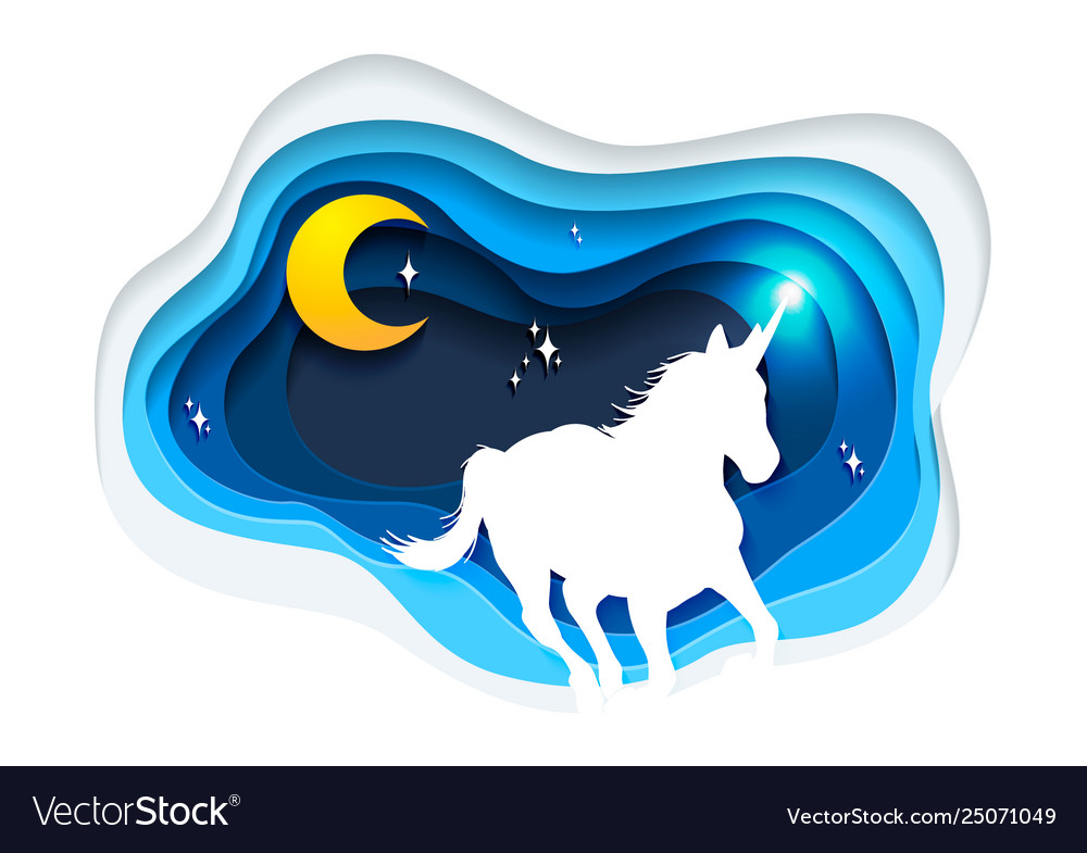 Abstract unicorn paper art unicorn concept Vector Image