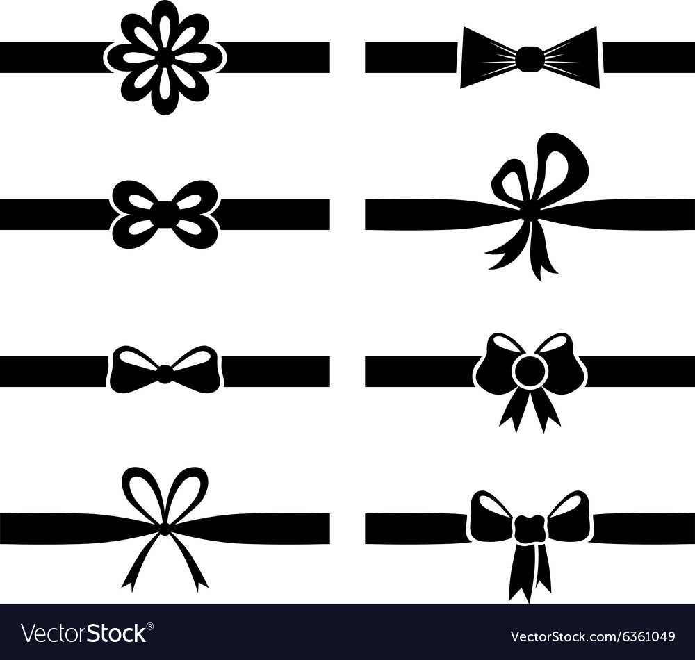 Bow ribbon set Royalty Free Vector Image VectorStock