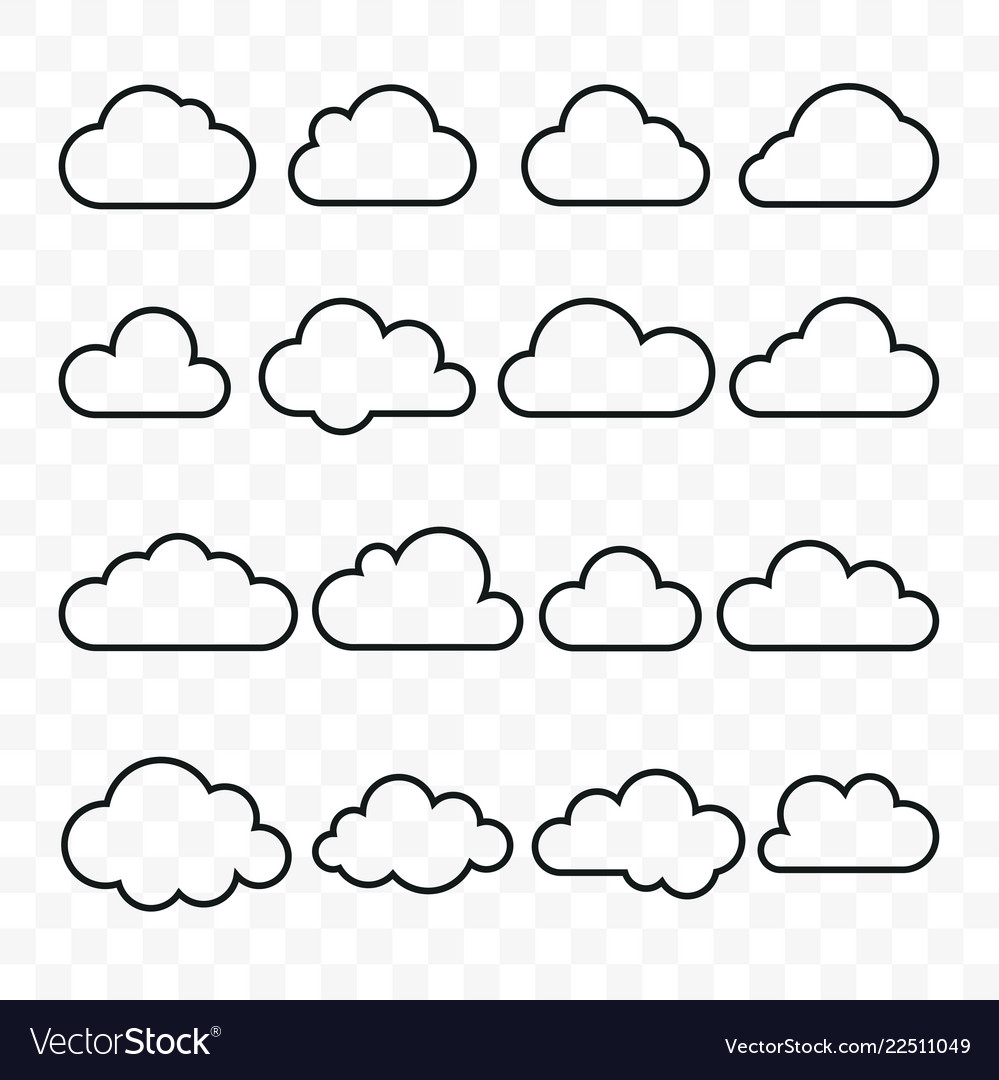 Clouds Line Art Web Icons Royalty Free Vector Image