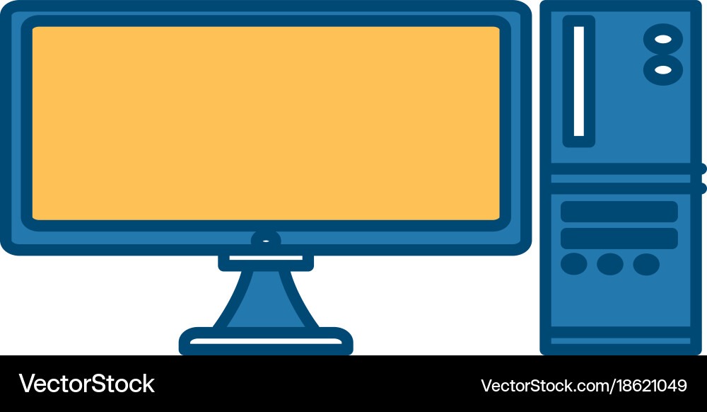 Desk computer technology Royalty Free Vector Image