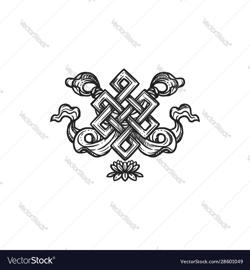 Endless knot buddhism religion symbol sketch Vector Image