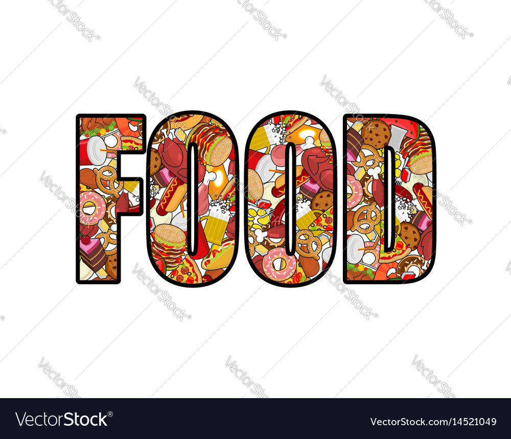 Food Typography Letters Of Feed Lettering Of Meat Vector Image 4344