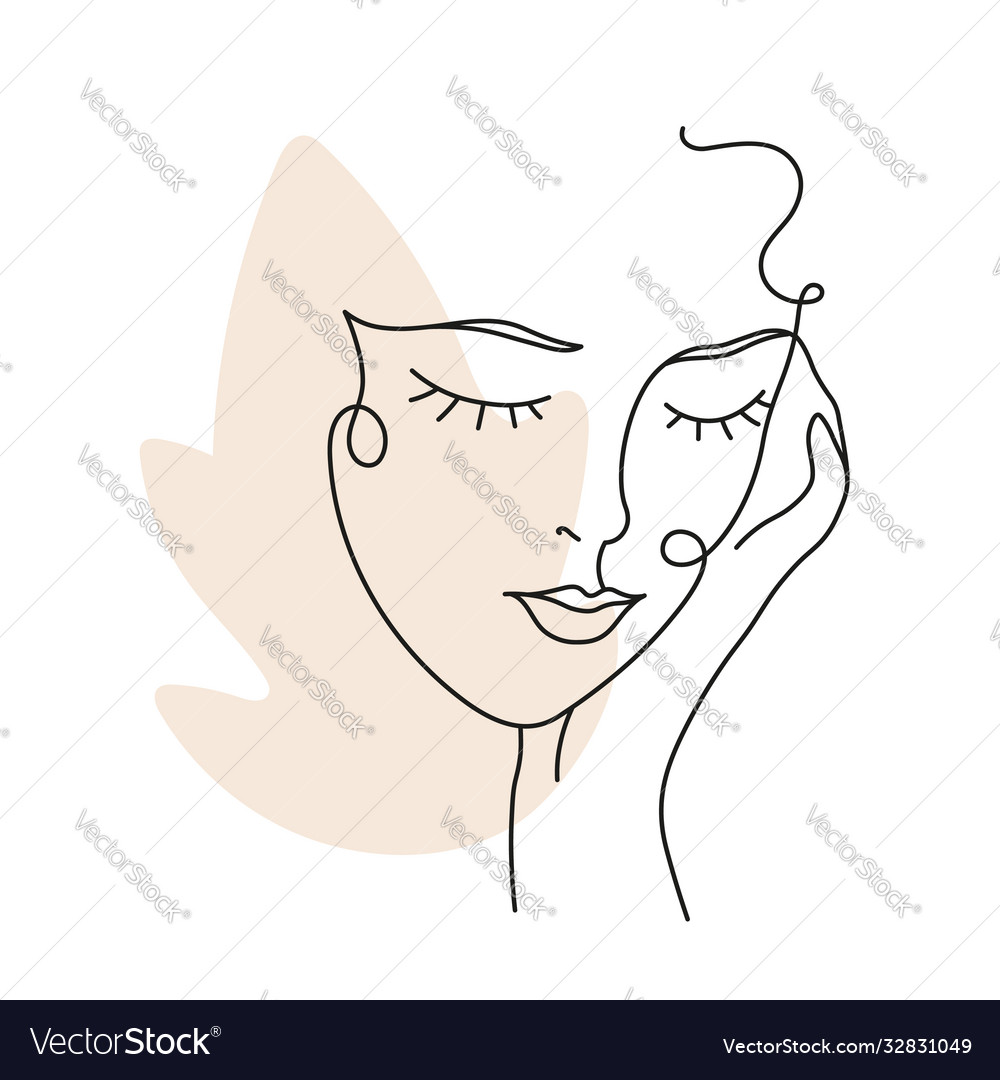 Sleeping woman face abstract contemporary line Vector Image