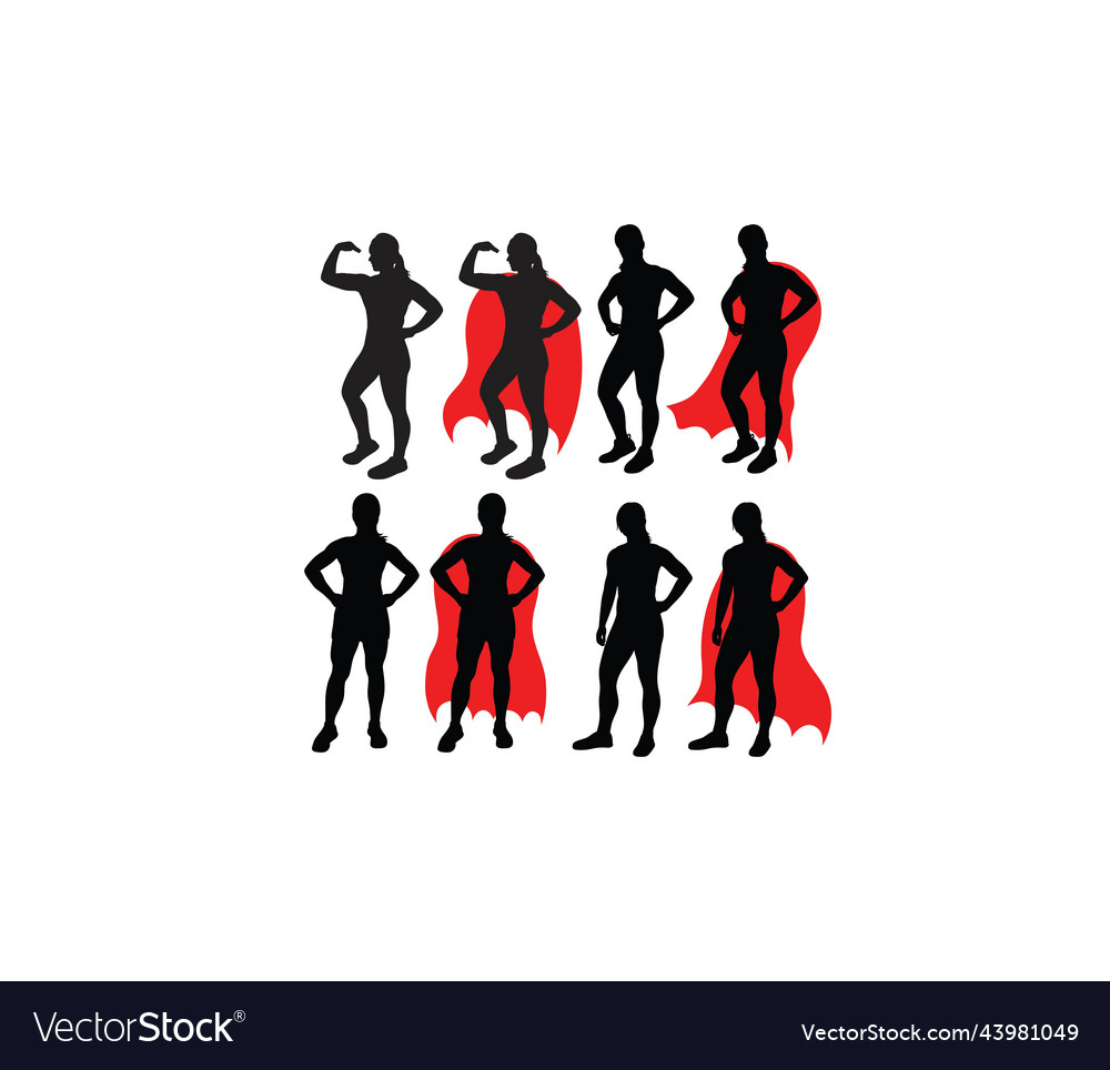 Strong Woman Silhouettes Royalty Free Vector Image