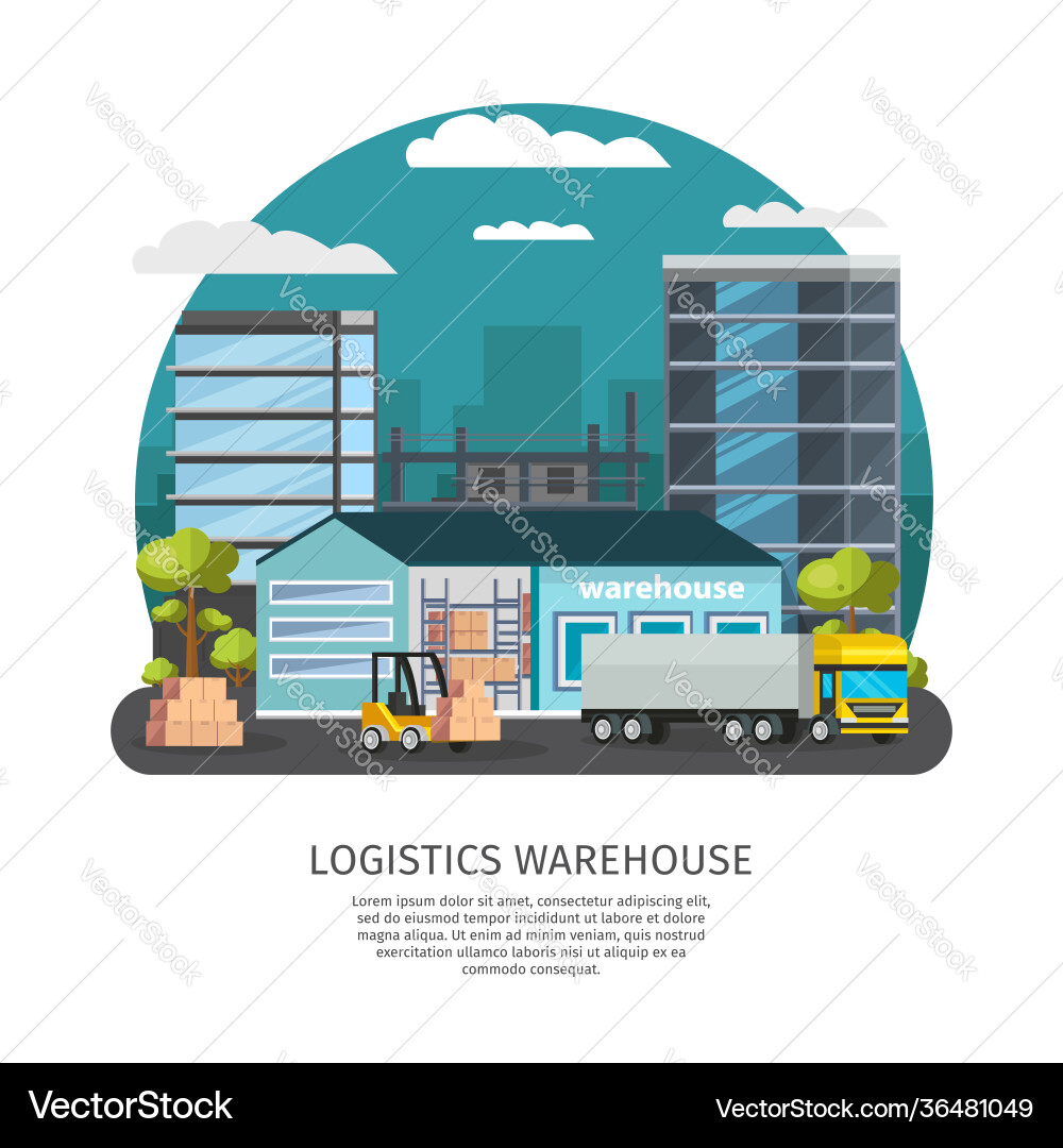Warehouse logistics design Royalty Free Vector Image