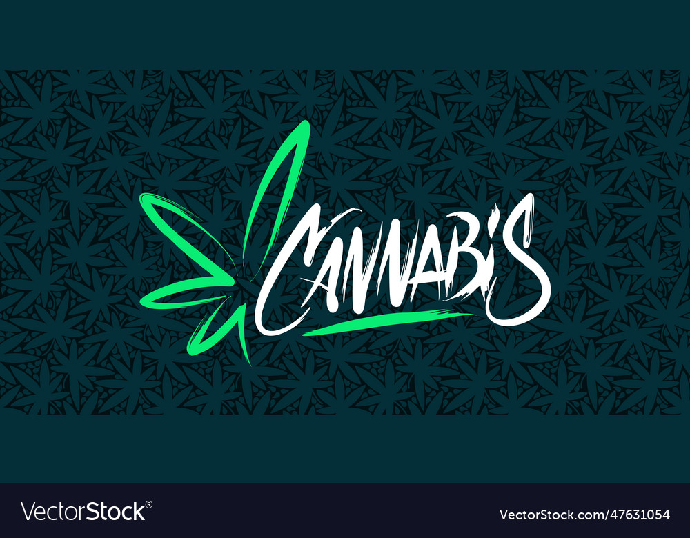 Dirty style abstract hand written word cannabis Vector Image