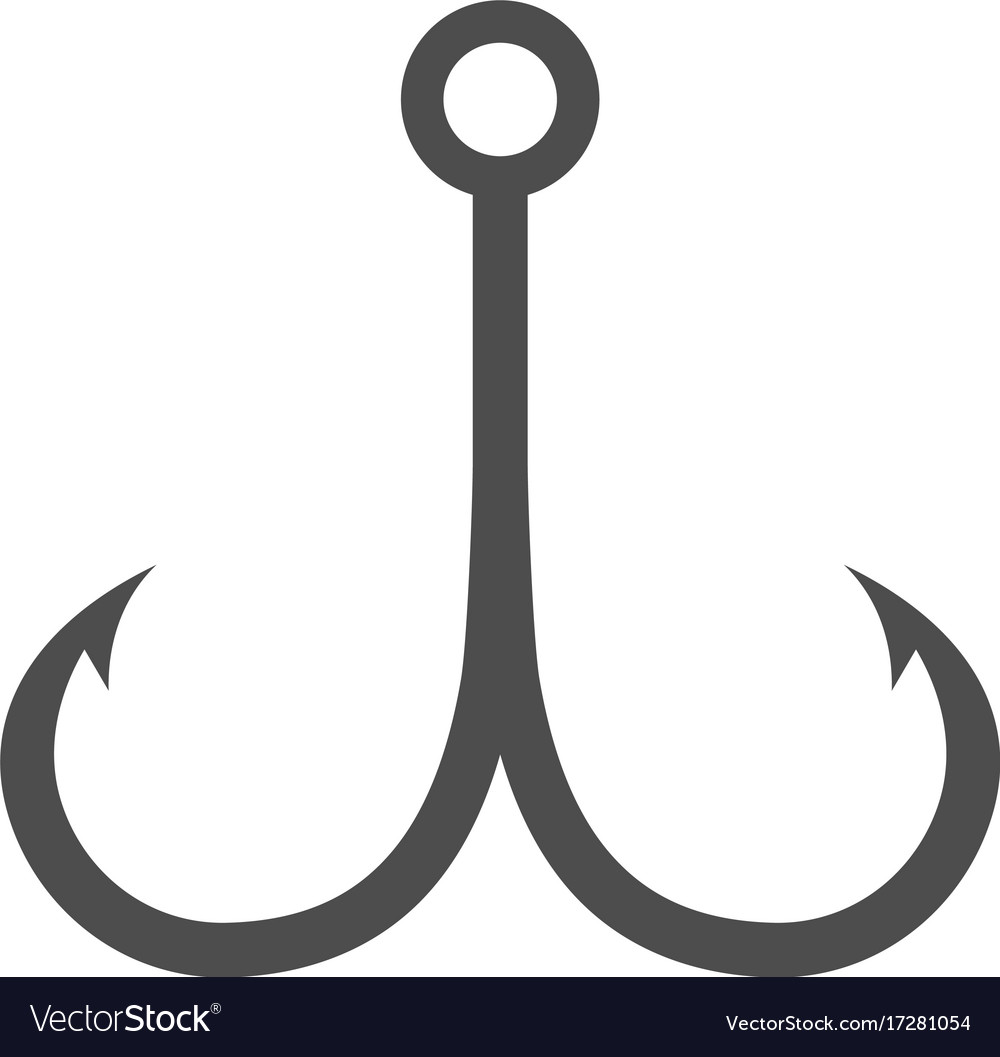 Double fishing hook flat icon Royalty Free Vector Image